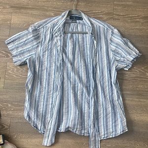 Blue striped polo button down